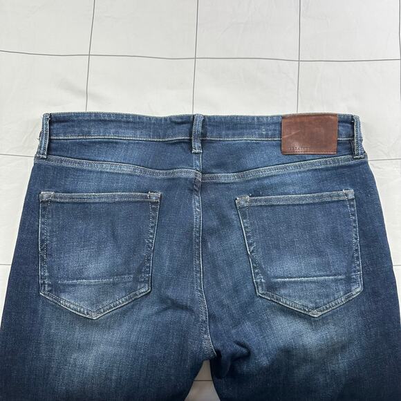 All Saints Jeans Mens 34 Blue Cigarette Skinny Button Fly Fade Distressed Denim - Picture 8 of 16